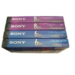 Sony 4pk Blank Media Vhs Tapes 6hrs / 8 hrs  T120/ T160 Standard Grade New